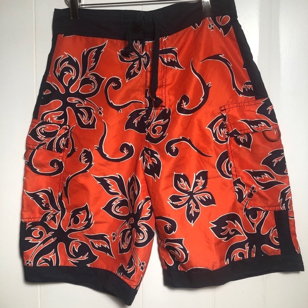 Boys Orange and Blue Summer Swim Shorts. Size 16.